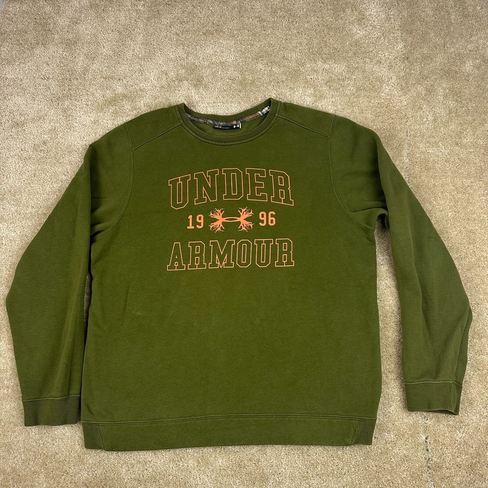 Under Armour Mens Sweatshirt Large Soft Loose Pullover Long Sleeve Green Crew